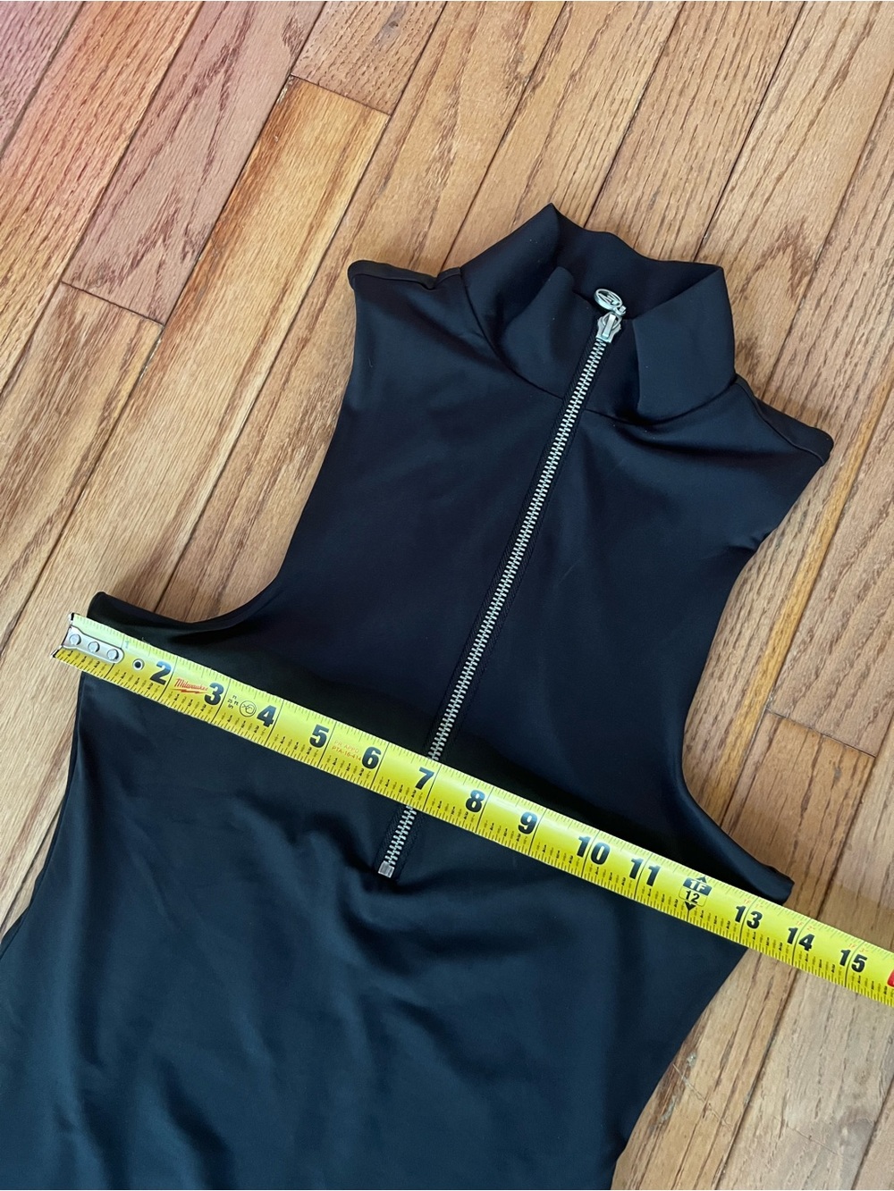 Meshki Fiona Black Sleeveless Zip Front Mini Dress - Picture 8 of 13